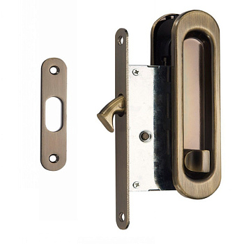 Ручки для раздвижных дверей с замком АB бронза